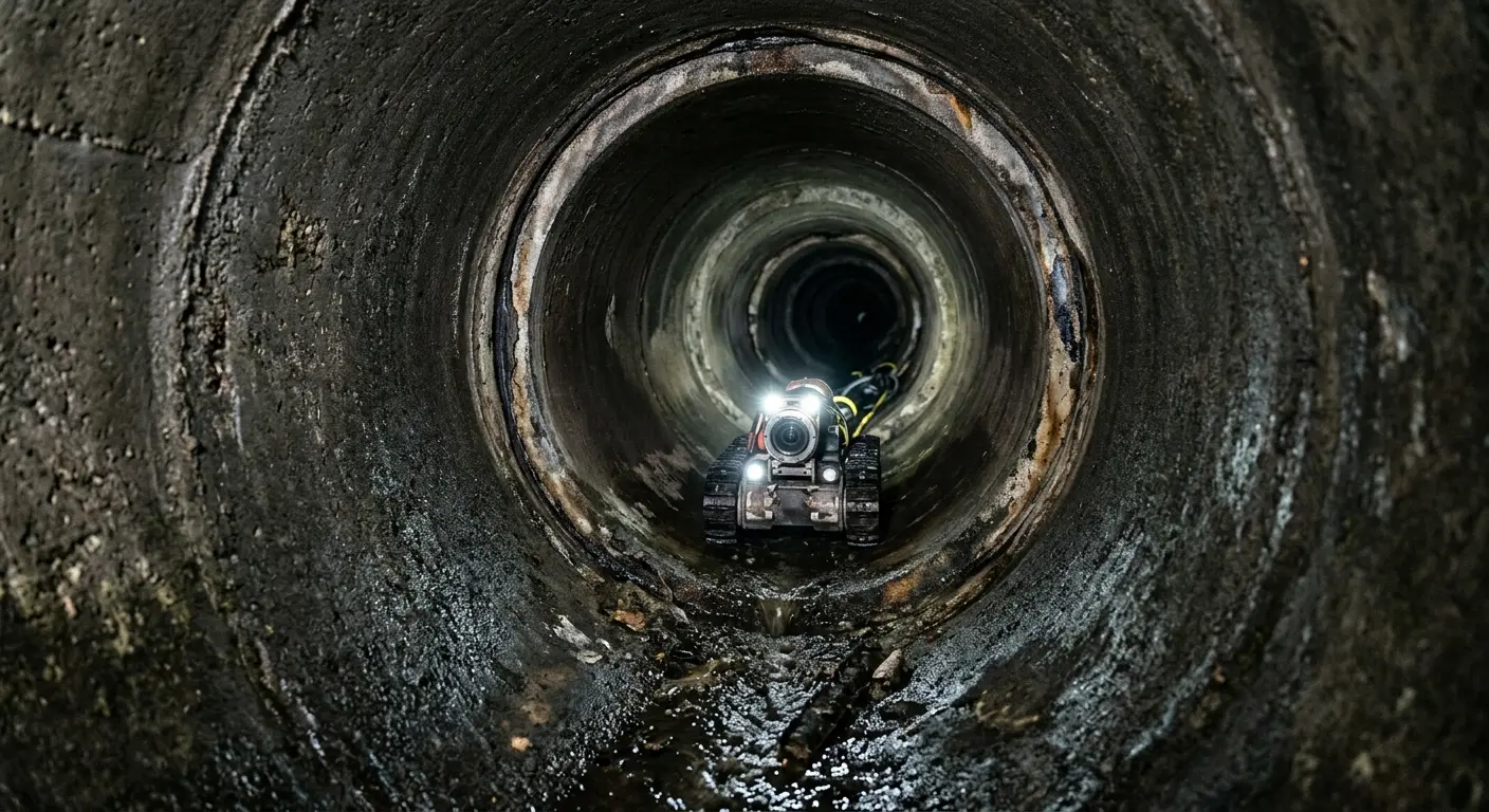 Robotic sewer camera inspecting pipe interior for Sewer Line Cleaning in Berkeley
